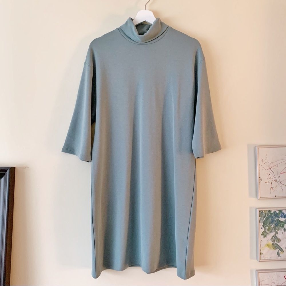 Zara Turtleneck Shift Dress with 3/4 Sleeves